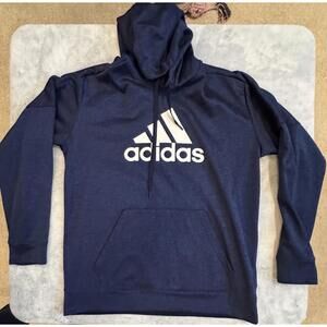 Adidas ClimaWarm Big Logo Pullover Sweatshirt‎ Hoodie Men's Large Navy Blue